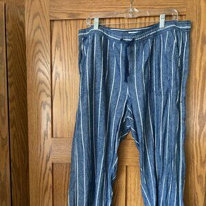 da-sh dash striped blue white linen blend ankle pant large